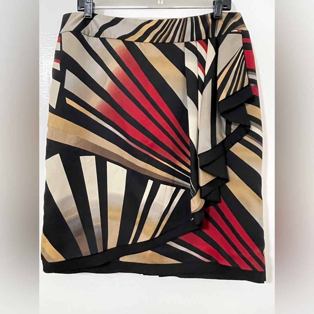 Worthington Black, Red, and Cream Geometric Mini Skirt